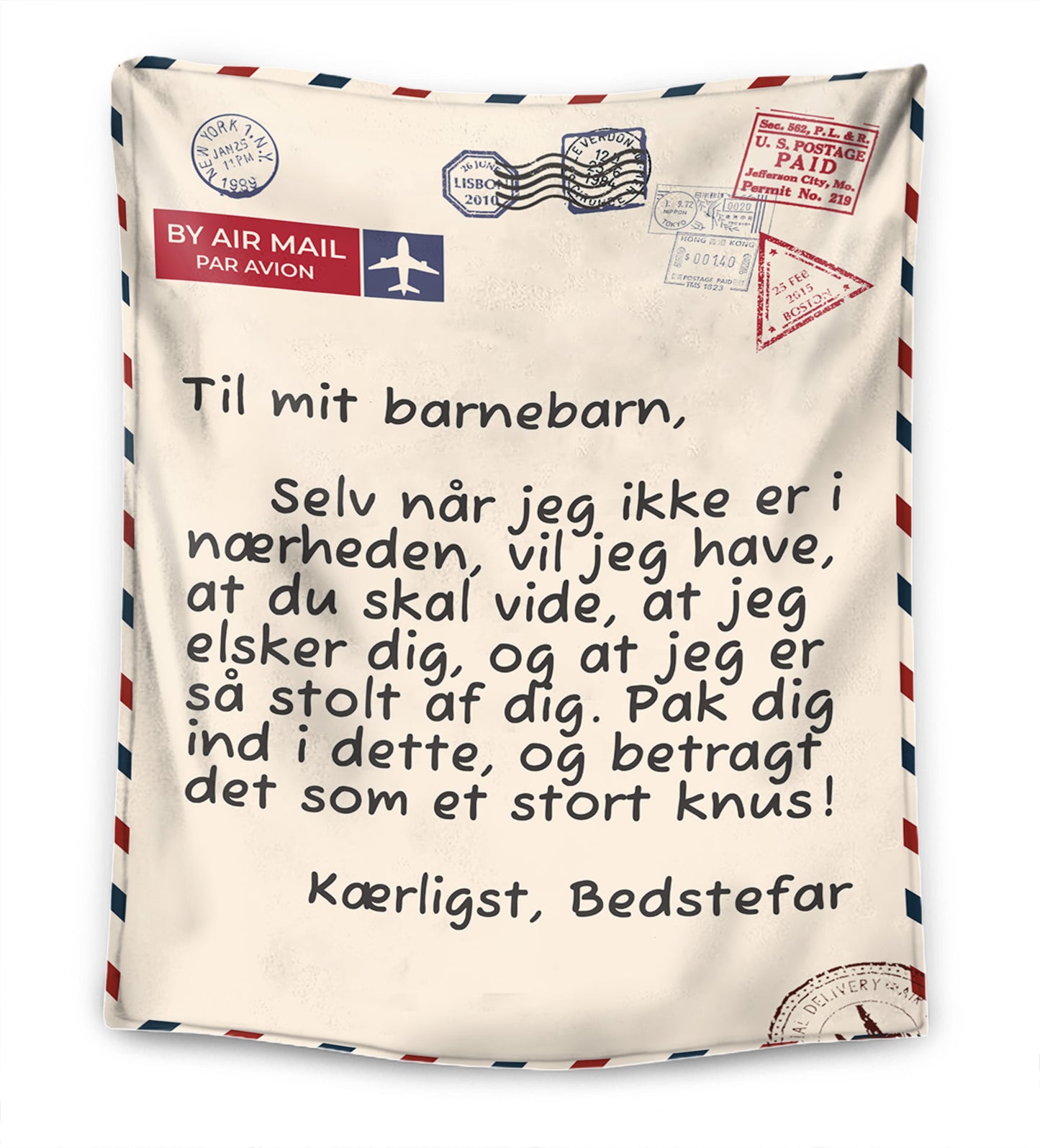 Bedstefar/Farfar/Morfar– Til Mit Barnebarn – Premium Tæppe™ Ver. 3