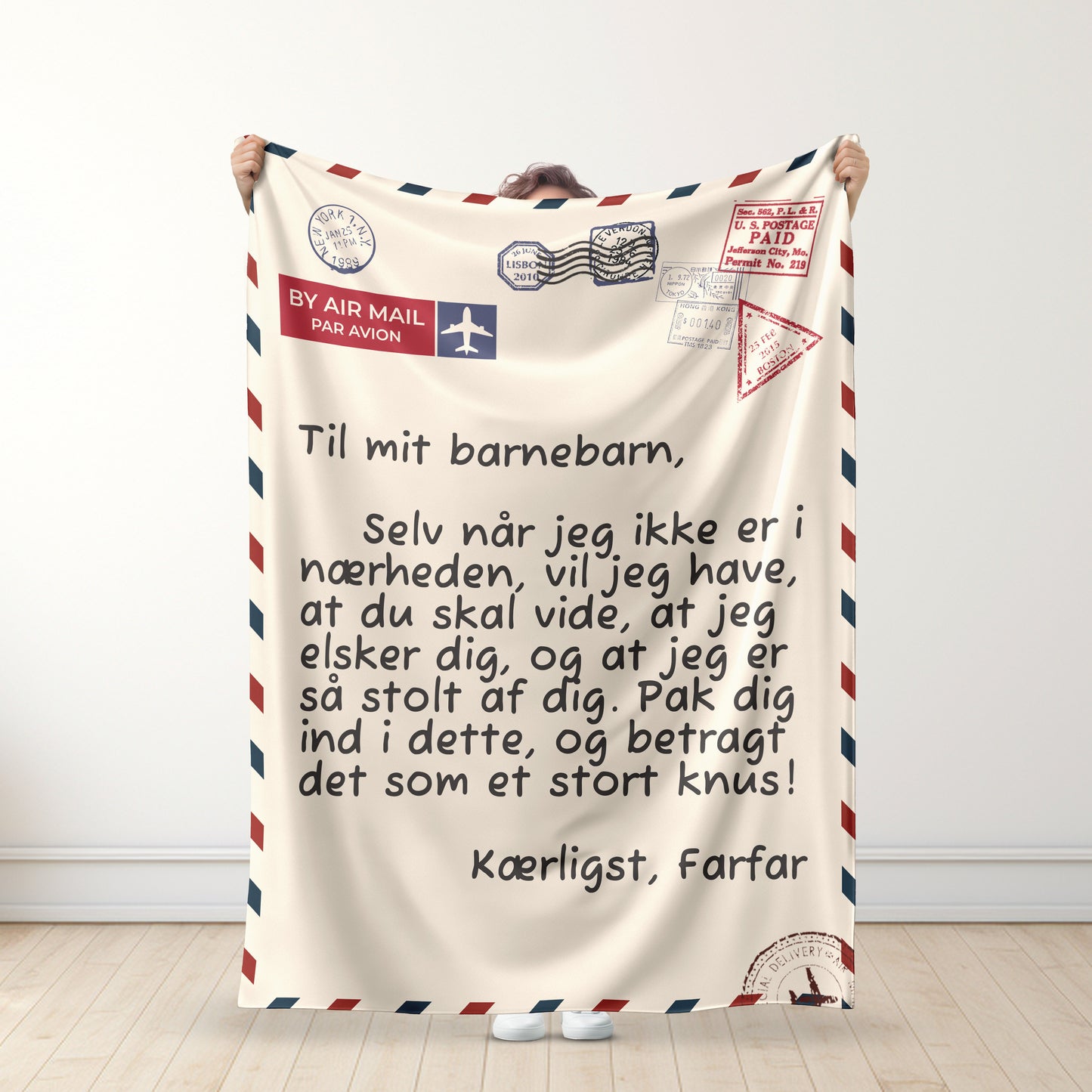 Bedstefar/Farfar/Morfar– Til Mit Barnebarn – Premium Tæppe™ Ver. 3