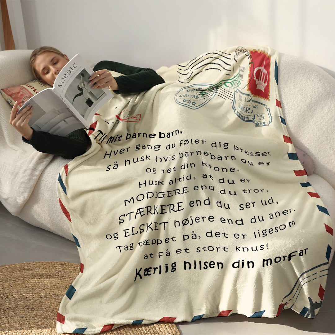 Bedstefar/Farfar/Morfar– Til mit barnebarn – Premium Tæppe™
