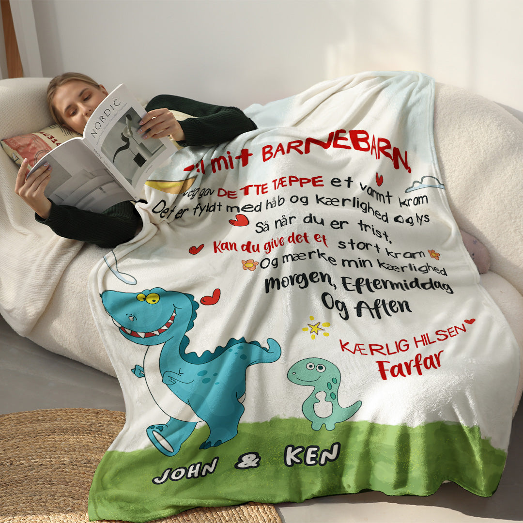 Til mit barnebarn - Personligt Premium Dinosaur Tæppe™