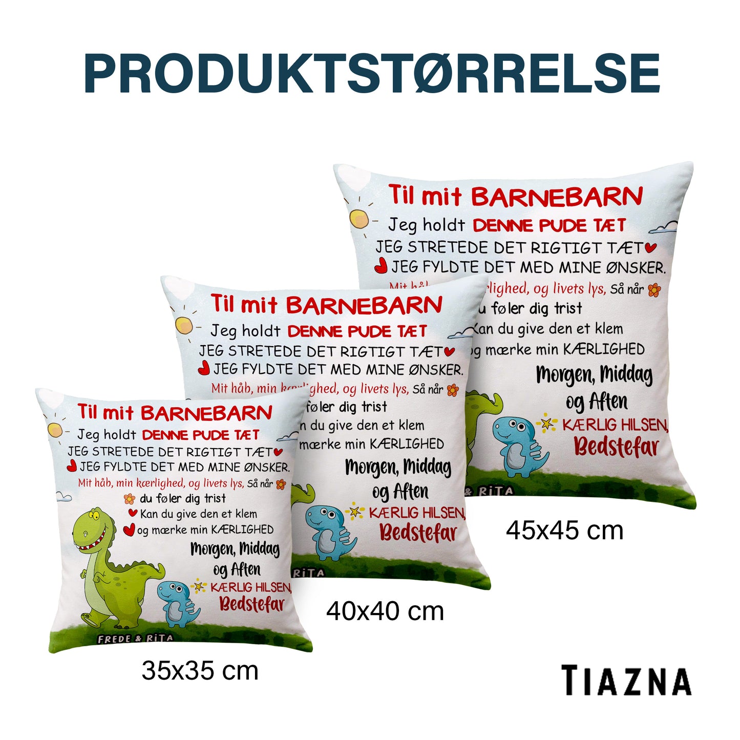 Til Mit Barnebarn - Personlig Premium Pude med Dinosaur Tema™