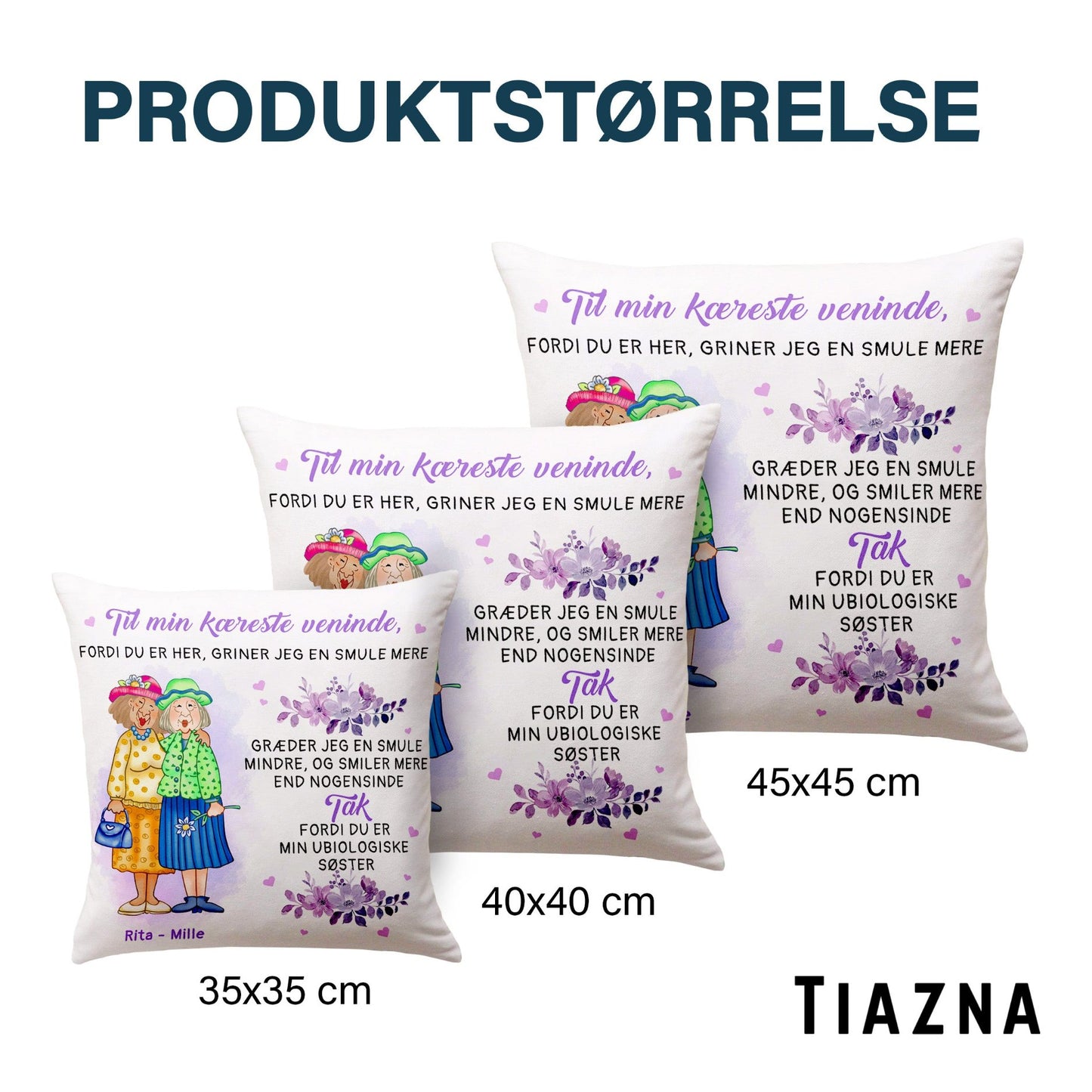 Til Min Gamle Veninde - Personlig Premium Pude™ Ver.2