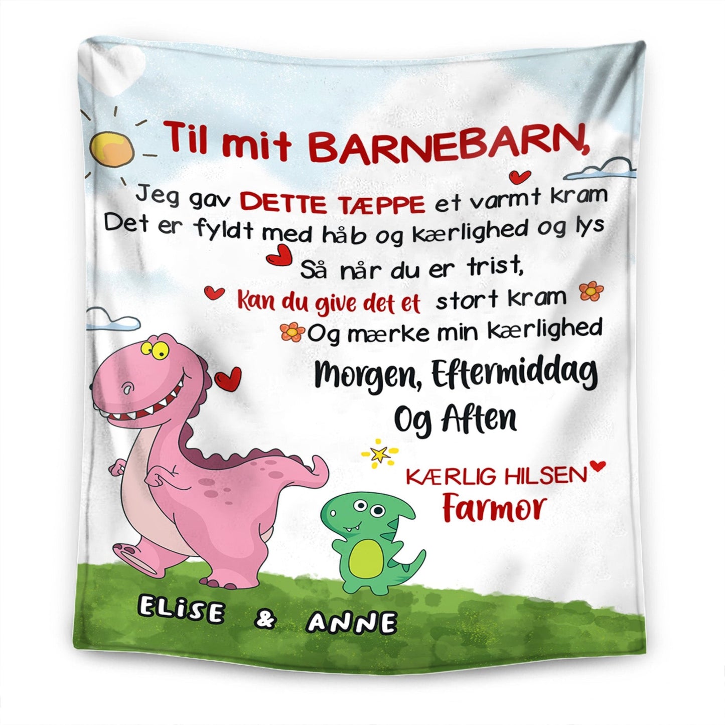 Til mit barnebarn - Personligt Premium Dinosaur Tæppe™