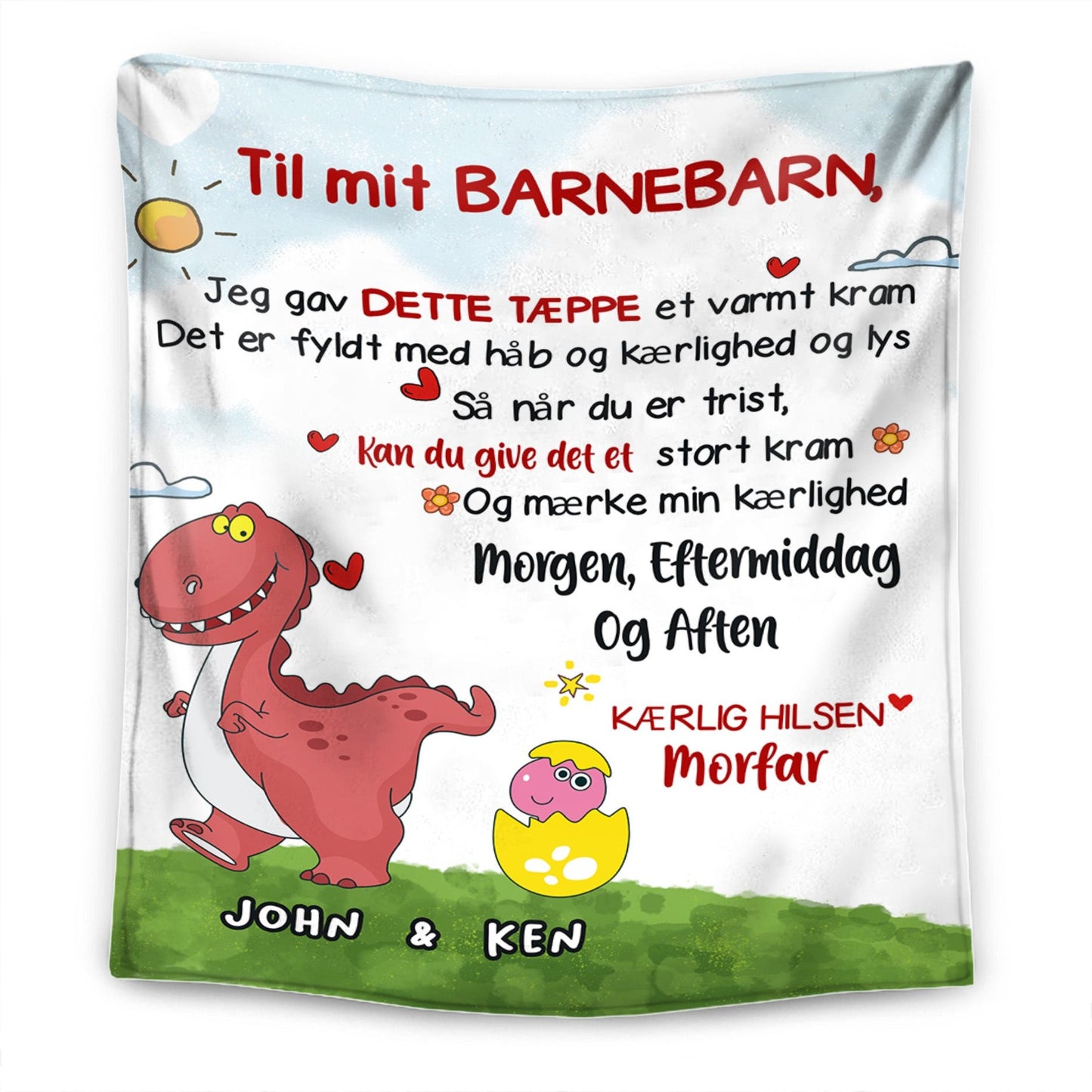 Til mit barnebarn - Personligt Premium Dinosaur Tæppe™
