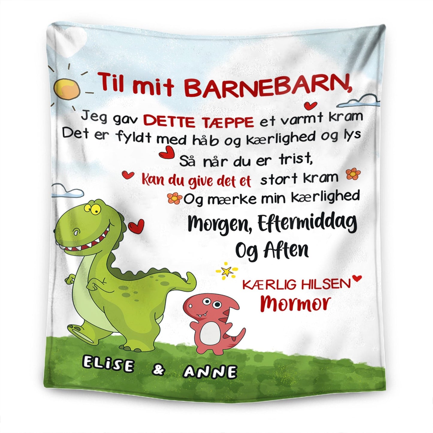 Til mit barnebarn - Personligt Premium Dinosaur Tæppe™