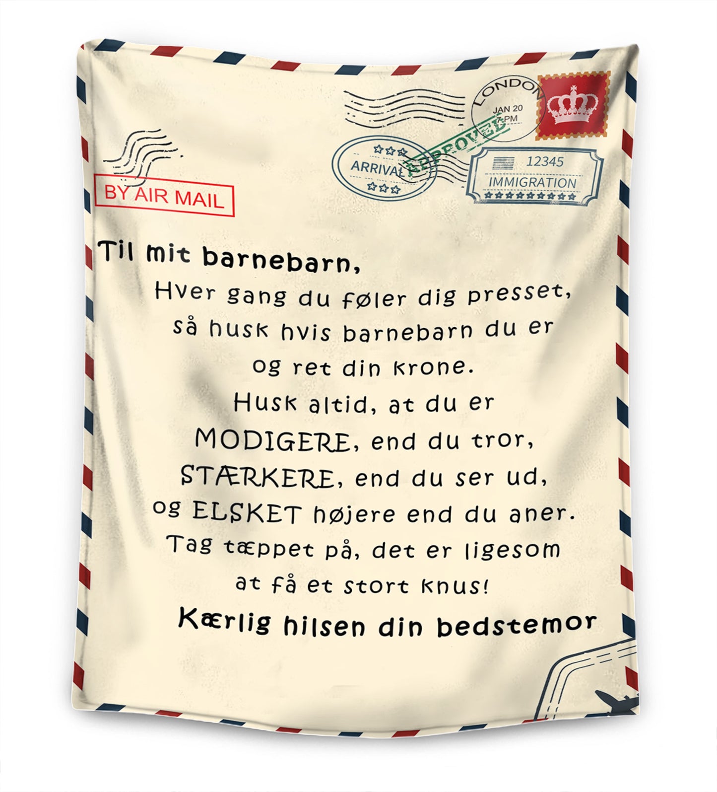 Bedstemor/Mormor/Farmor – Til mit barnebarn – Premium Tæppe™