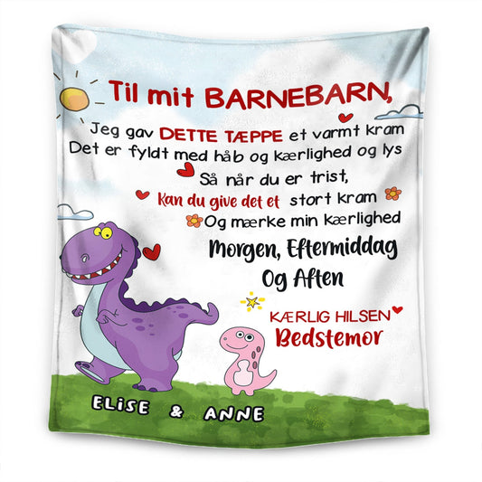 Til mit barnebarn - Personligt Premium Dinosaur Tæppe™