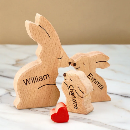Påskekanin Puslespil – Gave til familien – Personliggjort træpuslespil