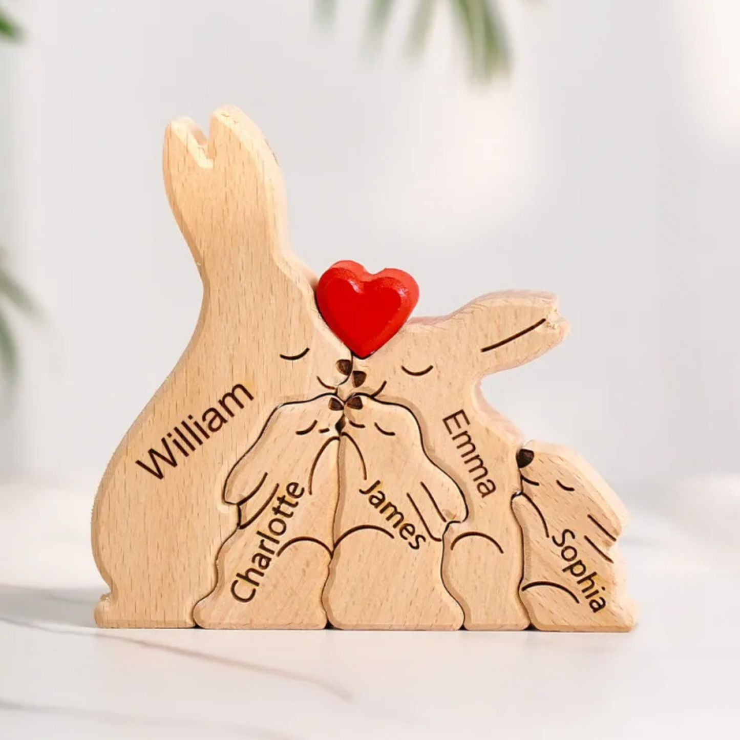 Påskekanin Puslespil – Gave til familien – Personliggjort træpuslespil