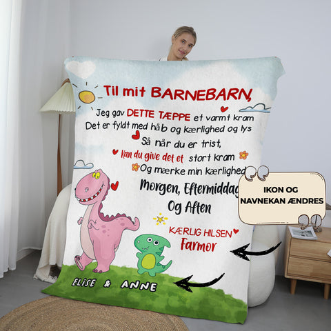 Til mit barnebarn - Personligt Premium Dinosaur Tæppe™