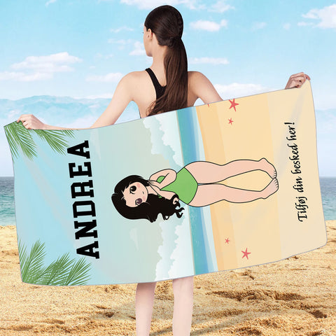 På Stranden – Personligt Premium Badehåndklæde Til Hende